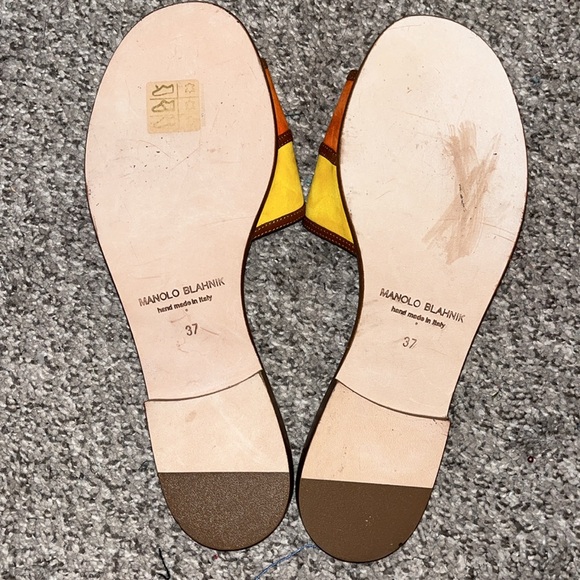 Manolo Blahnik Megacle Colorblock Flat Sandal Size 37 - Picture 2 of 10
